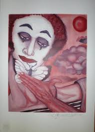 Peinture du Mime Marceau fond rose Part.1-Atlaneastro