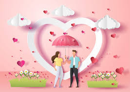 le sentiment amoureux dessin naïf décor rose gd coeur un couple avec une ombrelle rose part.1-Atlaneastro